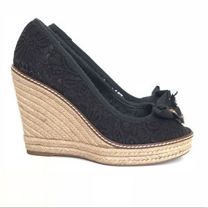 Tory Burch crochet espadrilles black